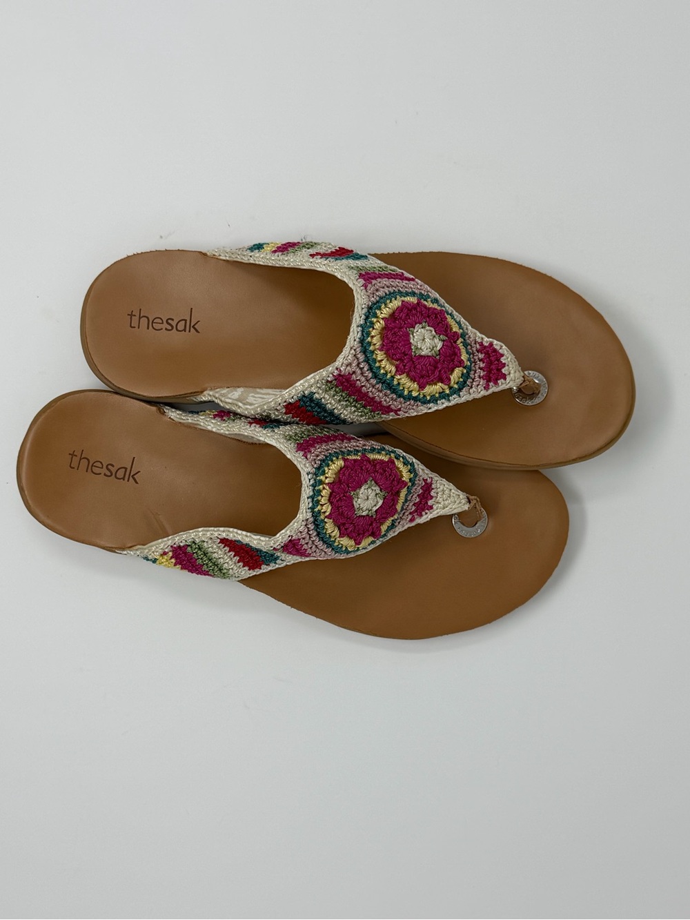 The Sak Women's Shana Crochet Thong Sandals Bobo Size 8 Colorful Summer Beach